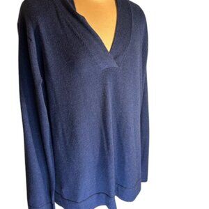 Orvis Navy Cashmere Blend V-Neck Sweater Wool Blue Size XL